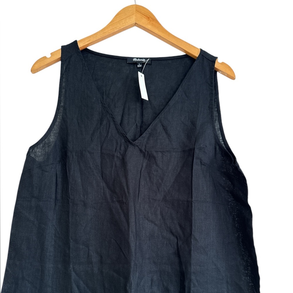 Madewell Linen-Blend V-Neck Tank Dress - Picture 3 of 6